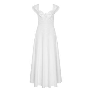 NWT Cult Gaia Magnolia Cotton-Blend Cap Sleeves White Maxi Dress Women's 12US